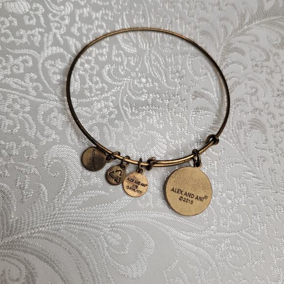 Alex and Ani women's bracelet Sister charm gold tone floral‎ birthday gift cute - Picture 3 of 4